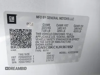 2018 Chevrolet Tahoe LT with VIN 1GNSCBKCXJR367852, listed as a IAAI auction lot 41549304 with 151,684 mi miles and . Bid and sale history available at DreamBid. Image 9.