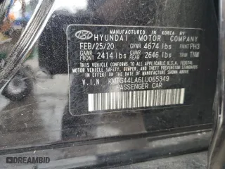 2020 Genesis G70 2.0T with VIN KMTG44LA6LU065349, listed as a Copart auction lot 60222483 with 55,629 mi miles. Bid and sale history available at carsss.com. Image 11.