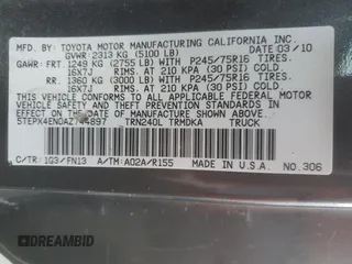 2010 Toyota Tacoma с VIN 5TEPX4EN0AZ744897, выставлен на аукционе Copart как лот 54047625 с пробегом 159 052 миль миль и Чистый • Clean title. История ставок и продаж доступна на DreamBid. Изображение 12.