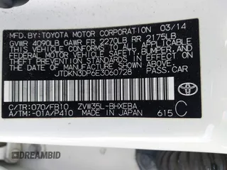 2014 Toyota Prius z VIN JTDKN3DP6E3060728, wystawiony jako IAAI lot #41993542 z przebiegiem 149 891 mil mil oraz . Historia ofert i sprzedaży dostępna na DreamBid. Obrazek 9.