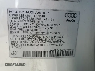 2008 Audi Q7 Premium with VIN WA1BY74L28D027861, listed as a Copart auction lot 51794535 with 181,037 mi miles and Salvage title. Bid and sale history available at DreamBid. Image 13.