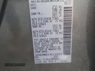 2018 Nissan Pathfinder SV with VIN 5N1DR2MM8JC611020, listed as a Copart auction lot 60131015 with 123,216 mi miles and Salvage title. Bid and sale history available at DreamBid. Image 13.