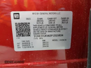 2023 Chevrolet Traverse LT Cloth with VIN 1GNERGKW2PJ315934, listed as a Copart auction lot 53751945 with 4,932 mi miles and Salvage title. Bid and sale history available at DreamBid. Image 14.