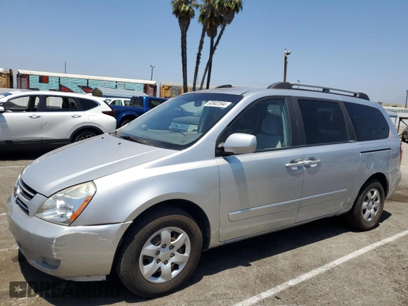 2006 Kia Sedona LX with VIN KNDMB233166078323, listed as a Copart auction lot 60902594 with 273,410 mi miles and Clean Title. Bid and sale history available at carsss.com. Image 1.