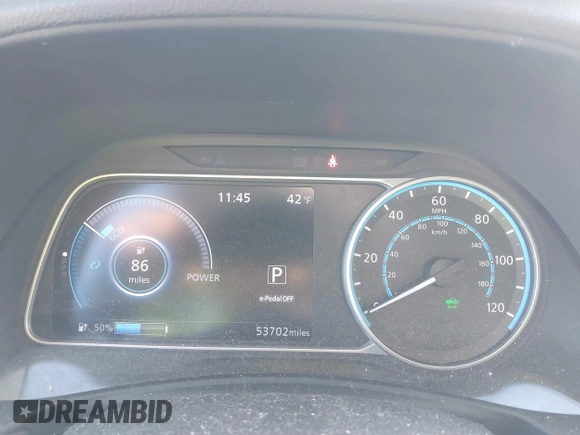 2019 Nissan LEAF SL Plus with VIN 1N4BZ1CP3KC320319, listed as a IAAI auction lot 41467513 with 53,702 mi miles and . Bid and sale history available at DreamBid. Image 18.