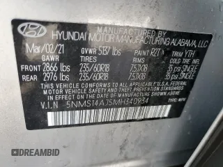 2021 Hyundai Santa Fe SE z VIN 5NMS14AJ5MH340934, wystawiony jako Copart lot #51442045 z przebiegiem 52 323 mil mil oraz Szkoda całkowita • Salvage title. Historia ofert i sprzedaży dostępna na DreamBid. Obrazek 13.