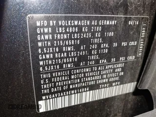 2014 Volkswagen Tiguan SE z VIN WVGAV3AX9EW614094, wystawiony jako IAAI lot #42350601 z przebiegiem 128 996 mil mil oraz . Historia ofert i sprzedaży dostępna na DreamBid. Obrazek 9.