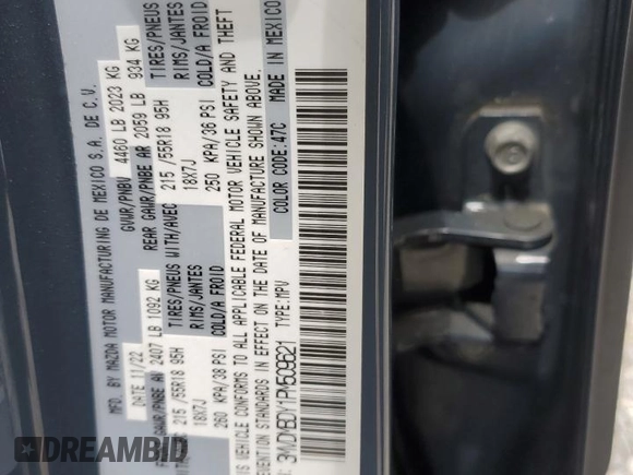 2023 Mazda CX-30 Premium with VIN 3MVDMBDY1PM509621, listed as a Copart auction lot 58316715 with 27,979 mi miles and Salvage title. Bid and sale history available at DreamBid. Image 14.