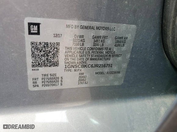 2018 Chevrolet Tahoe LT with VIN 1GNSCBKC6JR216751, listed as a Copart auction lot 46903545 with 183,499 mi miles and Salvage Title. Bid and sale history available at carsss.com. Image 15.