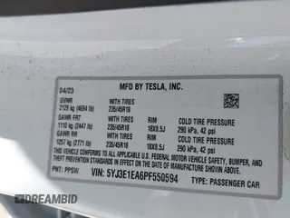 2023 Tesla Model 3 с VIN 5YJ3E1EA6PF550594, выставлен на аукционе IAAI как лот 42311279 с пробегом 37 953 миль миль и . История ставок и продаж доступна на DreamBid. Изображение 9.