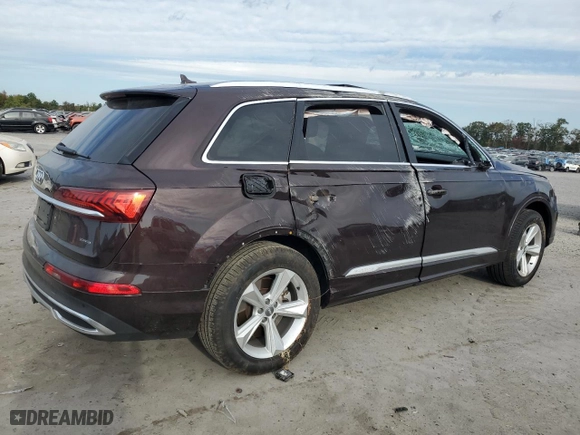 2020 Audi Q7 Premium with VIN WA1AXAF73LD006991, listed as a Copart auction lot 75948974 with 0 mi miles and Salvage Title. Bid and sale history available at carsss.com. Image 3.