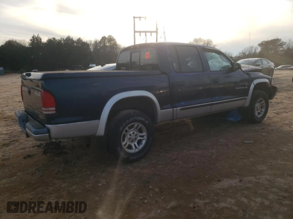 2002 Dodge Dakota SLT with VIN 1B7HG48N62S652764, listed as a Copart auction lot 85219384 with 0 mi miles and Salvage Title. Bid and sale history available at carsss.com. Image 3.