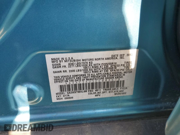 2014 Mitsubishi Outlander Sport ES with VIN 4A4AP3AU3EE008678, listed as a Copart auction lot 53157515 with 248,775 mi miles and Clean Title. Bid and sale history available at carsss.com. Image 12.