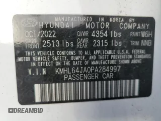 2023 Hyundai Sonata SEL with VIN KMHL64JA0PA284997, listed as a Copart auction lot 87647035 with 20,930 mi miles and Salvage Title. Bid and sale history available at DreamBid. Image 12.