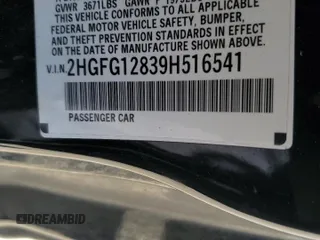 2009 Honda Civic EX with VIN 2HGFG12839H516541, listed as a Copart auction lot 53750275 with Not Provided miles and Salvage Title. Bid and sale history available at DreamBid. Image 13.