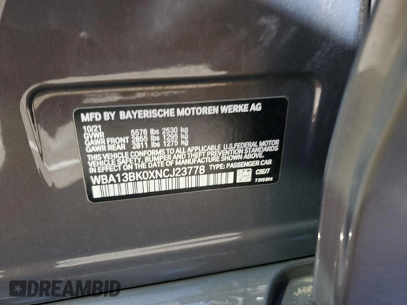 2022 BMW 5 Series M550i xDrive z VIN WBA13BK0XNCJ23778, wystawiony jako Copart lot #76946634 z przebiegiem 24 889 mil mil oraz Szkoda całkowita • Salvage title. Historia ofert i sprzedaży dostępna na DreamBid. Obrazek 13.