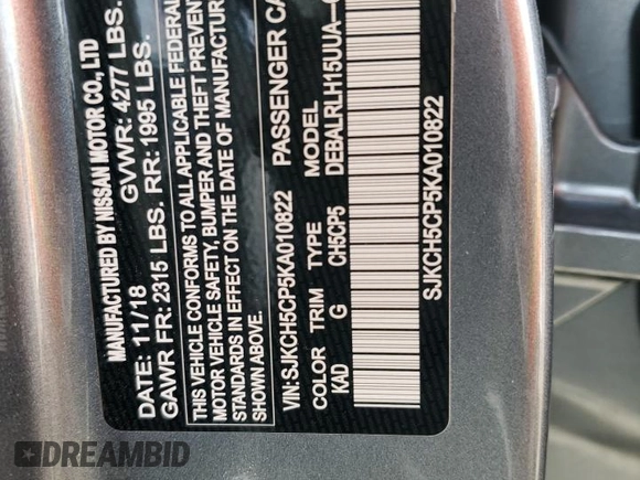 2019 Infiniti QX30 Essential with VIN SJKCH5CP5KA010822, listed as a Copart auction lot 75909634 with 33,563 mi miles and Salvage title. Bid and sale history available at DreamBid. Image 15.