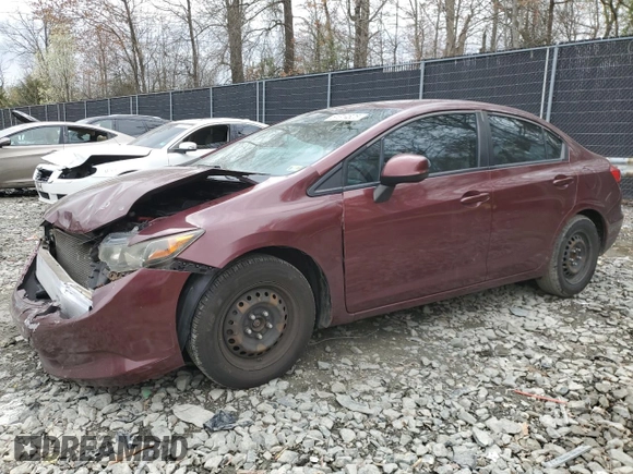 2012 Honda Civic LX with VIN 2HGFB2F56CH590113, listed as a Copart auction lot 51314825 with 168,156 mi miles and Salvage Title. Bid and sale history available at DreamBid. Image 1.