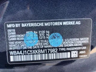 2019 BMW 4 Series 430i with VIN WBA4J1C5XKBM17982, listed as a Copart auction lot 85517924 with 26,618 mi miles and Salvage Title. Bid and sale history available at DreamBid. Image 13.