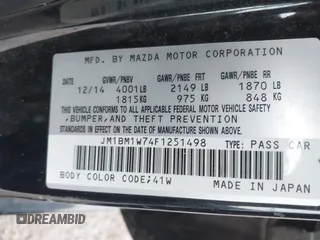 2015 Mazda 3 i Grand Touring with VIN JM1BM1W74F1251498, listed as a IAAI auction lot 40780150 with 114,087 mi miles and . Bid and sale history available at DreamBid. Image 9.