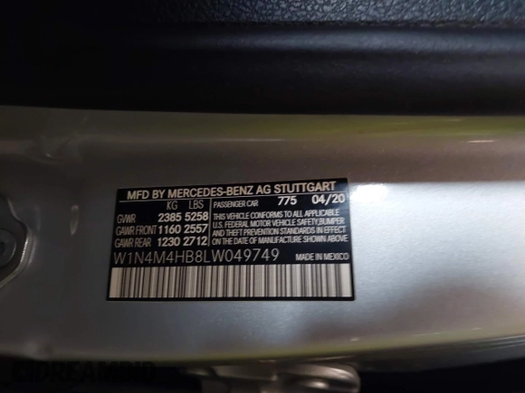 2020 Mercedes-Benz GLB 250 z VIN W1N4M4HB8LW049749, wystawiony jako IAAI lot #42284730 z przebiegiem Nie podano mil oraz . Historia ofert i sprzedaży dostępna na DreamBid. Obrazek 9.