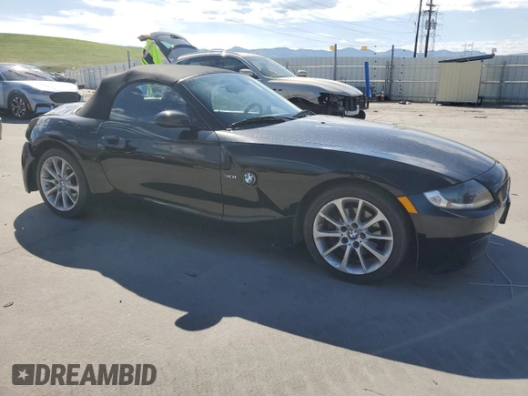 2007 BMW Z4 3.0i with VIN 4USBU33567LW71567, listed as a Copart auction lot 56680695 with 95,138 mi miles and Salvage title. Bid and sale history available at DreamBid. Image 4.