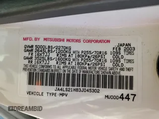 2003 Mitsubishi Montero Sport ES with VIN JA4LS21H83J045302, listed as a Copart auction lot 50039415 with 166,335 mi miles and Salvage Title. Bid and sale history available at carsss.com. Image 13.
