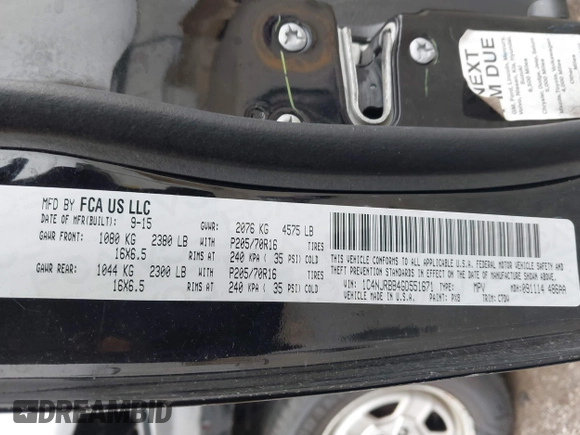 2016 Jeep Patriot Sport with VIN 1C4NJRBB4GD551671, listed as a IAAI auction lot 42322700 with 157,497 mi miles and . Bid and sale history available at DreamBid. Image 9.