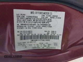 2005 Mercury Sable LS with VIN 1MEHM55S75A614882, listed as a IAAI auction lot 41845775 with 206,202 mi miles and . Bid and sale history available at DreamBid. Image 9.