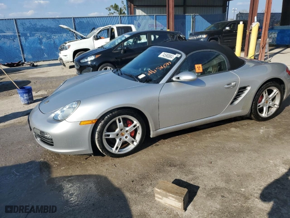 2008 Porsche Boxster S with VIN WP0CB29858U730308, listed as a Copart auction lot 74590884 with 0 mi miles and Salvage Title. Bid and sale history available at carsss.com. Image 1.