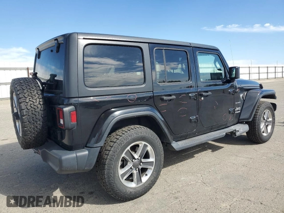 2019 Jeep Wrangler Unlimited Sahara z VIN 1C4HJXEN0KW588687, wystawiony jako Copart lot #52812895 z przebiegiem 91 486 mil mil oraz Szkoda całkowita • Salvage title. Historia ofert i sprzedaży dostępna na DreamBid. Obrazek 3.