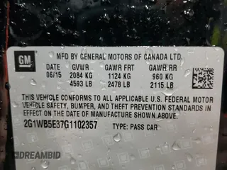2016 Chevrolet Impala LT with VIN 2G1WB5E37G1102357, listed as a Copart auction lot 45478315 with 191,530 mi miles and Salvage Title. Bid and sale history available at DreamBid. Image 13.