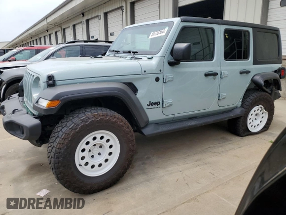 2023 Jeep Wrangler Sport with VIN 1C4HJXDN0PW643485, listed as a Copart auction lot 59783564 with 14,001 mi miles and Salvage Title. Bid and sale history available at DreamBid. Image 1.