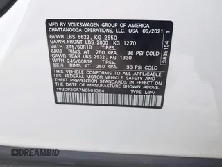 2022 Volkswagen Atlas SE with VIN 1V2DP2CA7NC503364, listed as a IAAI auction lot 41788524 with 49,134 mi miles and . Bid and sale history available at DreamBid. Image 9.