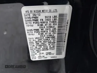 2013 Infiniti FX with VIN JN8CS1MW6DM172287, listed as a IAAI auction lot 42061588 with 112,689 mi miles and . Bid and sale history available at DreamBid. Image 9.