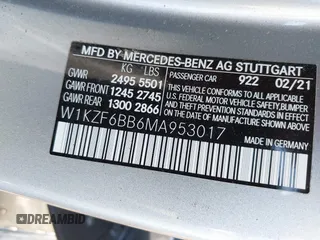 2021 Mercedes-Benz E-Class AMG E 53 with VIN W1KZF6BB6MA953017, listed as a IAAI auction lot 40640666 with 41,805 mi miles. Bid and sale history available at carsss.com. Image 9.