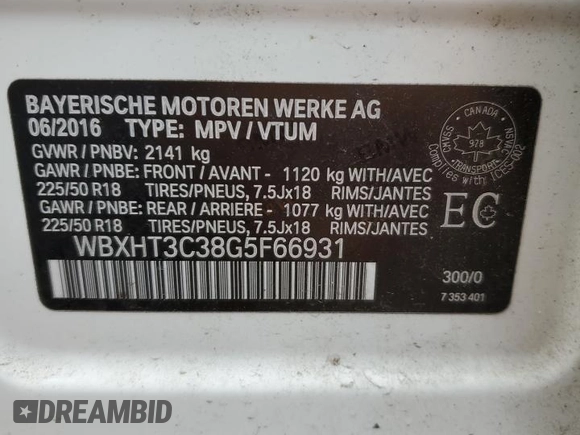 2016 BMW X1 xDrive28i z VIN WBXHT3C38G5F66931, wystawiony jako Copart lot #56720455 z przebiegiem 118 134 mil mil oraz Szkoda całkowita • Salvage title. Historia ofert i sprzedaży dostępna na DreamBid. Obrazek 13.