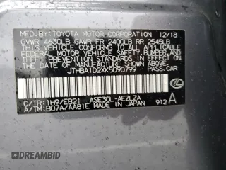 2019 Lexus IS with VIN JTHBA1D2XK5090799, listed as a Copart auction lot 48598785 with 22,079 mi miles and Salvage Title. Bid and sale history available at carsss.com. Image 12.