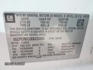 2014 Chevrolet Silverado 1500 LT with VIN 3GCPCREC2EG233362, listed as a IAAI auction lot 41685630 with 229,937 mi miles. Bid and sale history available at carsss.com. Image 9.