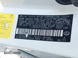 2005 Lexus ES 350 с VIN JTHBA30G155096010, выставлен на аукционе IAAI как лот 42435639 с пробегом 181 186 миль миль и . История ставок и продаж доступна на DreamBid. Изображение 9.