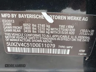 2013 BMW X5 xDrive35i z VIN 5UXZV4C51D0E11079, wystawiony jako IAAI lot #41875305 z przebiegiem 161 861 mil mil oraz . Historia ofert i sprzedaży dostępna na DreamBid. Obrazek 9.
