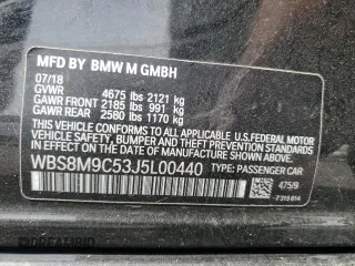 2018 BMW M3 z VIN WBS8M9C53J5L00440, wystawiony jako Copart lot #54178485 z przebiegiem 47 451 mil mil oraz Szkoda całkowita • Salvage title. Historia ofert i sprzedaży dostępna na DreamBid. Obrazek 13.