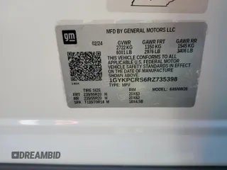 2024 Cadillac XT6 FWD Premium Luxury with VIN 1GYKPCRS6RZ735398, listed as a Copart auction lot 73658144 with 0 mi miles and Salvage Title. Bid and sale history available at carsss.com. Image 14.