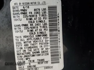 2016 Nissan Rogue S with VIN JN8AT2MV1GW131236, listed as a Copart auction lot 52955615 with 94,395 mi miles and Salvage Title. Bid and sale history available at carsss.com. Image 14.
