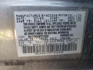 2023 Nissan Sentra SV with VIN 3N1AB8CV0PY316831, listed as a Copart auction lot 85554744 with 22,632 mi miles and Salvage Title. Bid and sale history available at carsss.com. Image 12.