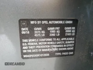 2019 Buick Regal Essence with VIN W04GP6SX0K1012938, listed as a Copart auction lot 48598045 with 75,489 mi miles and Salvage title. Bid and sale history available at DreamBid. Image 12.