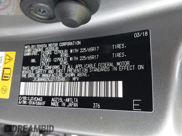 2018 Lexus NX 300 z VIN JTJBARBZXJ2173548, wystawiony jako IAAI lot #41142279 z przebiegiem 203 382 mil mil oraz . Historia ofert i sprzedaży dostępna na DreamBid. Obrazek 9.
