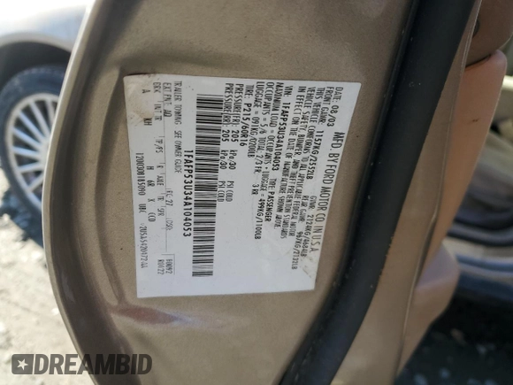 2004 Ford Taurus SE with VIN 1FAFP53U34A104053, listed as a Copart auction lot 47086045 with Not Provided miles and Salvage Title. Bid and sale history available at DreamBid. Image 12.