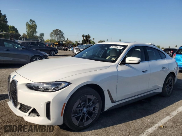 2024 BMW i4 eDrive35 with VIN WBY43AW0XRFR93179, listed as a Copart auction lot 52396475 with 14,905 mi miles and Salvage Title. Bid and sale history available at carsss.com. Image 1.