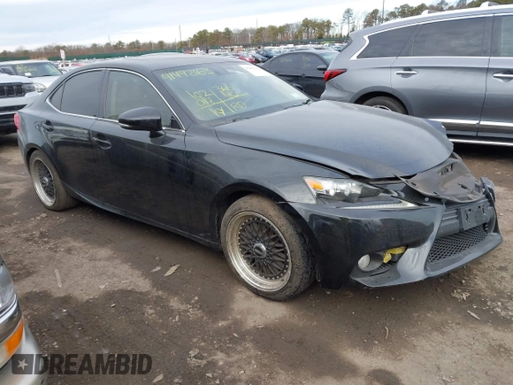 2014 Lexus IS 250 with VIN JTHCF1D21E5011420, listed as a IAAI auction lot 41492163 with 102,088 mi miles. Bid and sale history available at carsss.com. Image 1.
